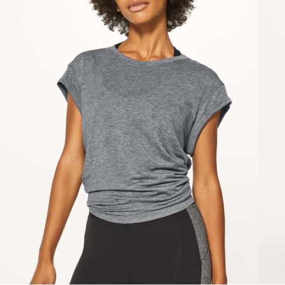lululemon athletica Tops - Lululemon Heathered Black Box It Out Short Sleeve